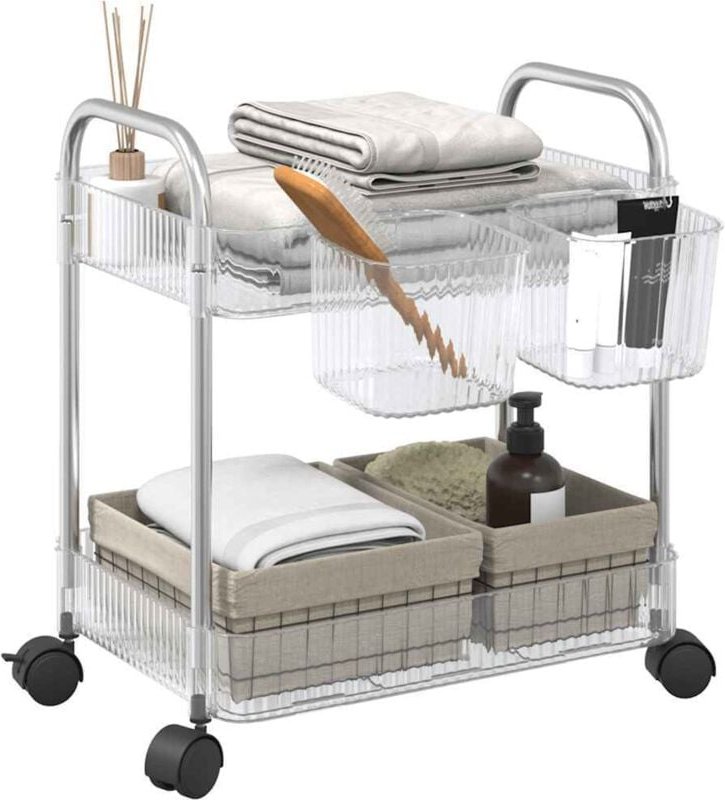 Aufbewahrungswagen 2 Etagen Transparent 37x28x43,5 cm Acryl Vidaxl