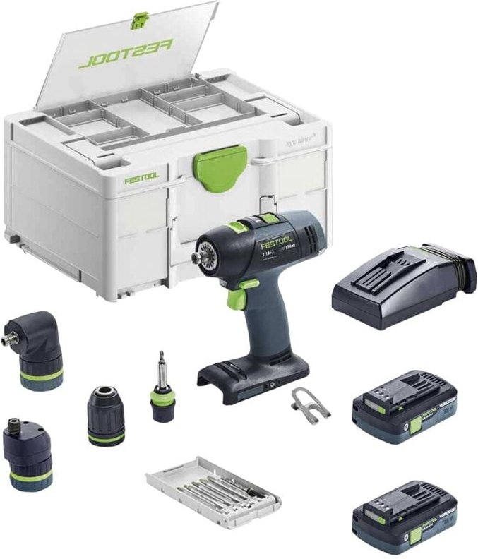 Bohrschrauber Festool t 18+3 hpc 4,0 I-Set (2 x 4,0 Ah hpc-asi + tcl 6 + Systainer SYS3 df m 187 + Zubehör)