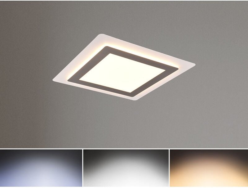 Thumbnail - Trio Leuchten - Flache led Deckenleuchte morgan Silber Fernbedienung dimmbar Quadrat, 45cm