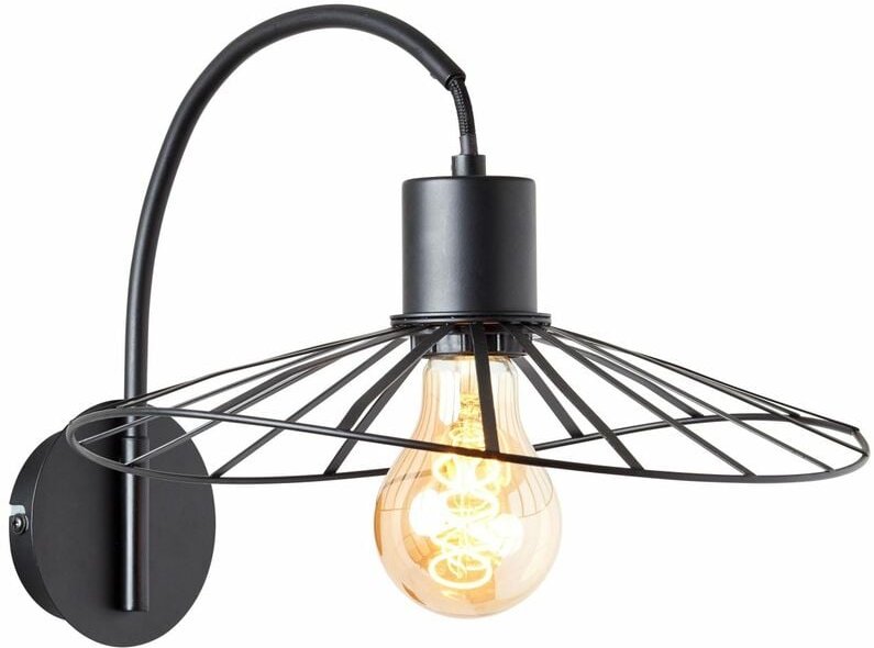 Lampe, Leika Wandleuchte schwarz matt, 1x A60, E27, 52W, Für LED-Leuchtmittel geeignet - Brilliant