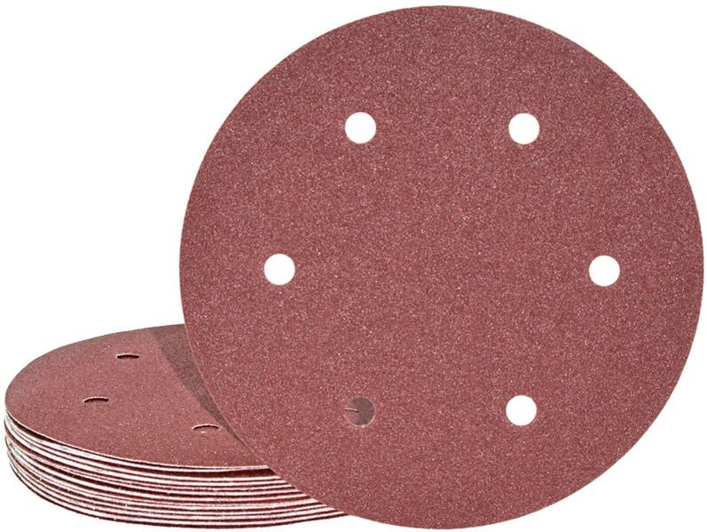 Fox Klett-Schleifscheiben, 225 mm, 6-Loch, f. Trockenbauschleifer, Normalkorund (25 Stk.) K80 - Miotools