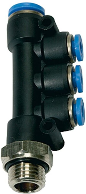 Riegler - T-Mehrfachverteiler »Blaue Serie«, drehbar, g 3/8 außen, ø 1x8