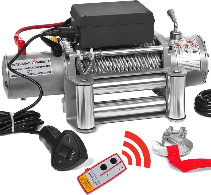 Thumbnail - Elektrische Seilwinde 12v mit Funkfernbedienung – 5909 kg 13000 lbs, 6 ps Power Offroad 4x4 Motorwinde Bergewinde Forst ...