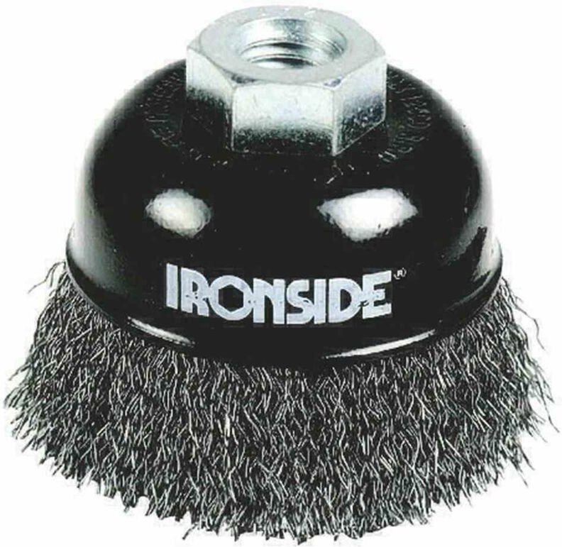 Ironside - Topfbürste Stahl ø 75 mm, für Winkelschleifer, gewellter Draht, mit Gewindeanschluss M14, Drahtstärke 0,30 mm