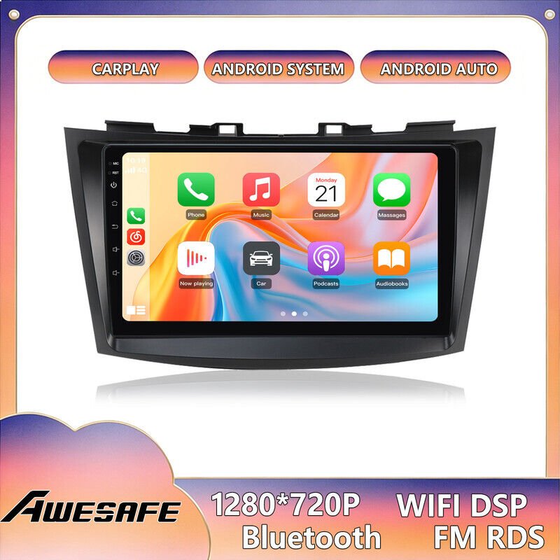 AWESAFE Autoradio Android 13 für Suzuki Swift (2011-2017) 6GB+128GB mit 9'' Touchscreen CarPlay Android Auto GPS Bluetoo...