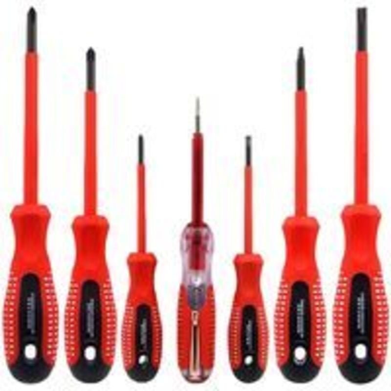 Thumbnail - Ersandy - 7-teiliges 1000-V-isoliertes Schraubendreher-Set, hochwertiger CR-V-Stahl mit magnetischen Schwarzoxid-Bits un...