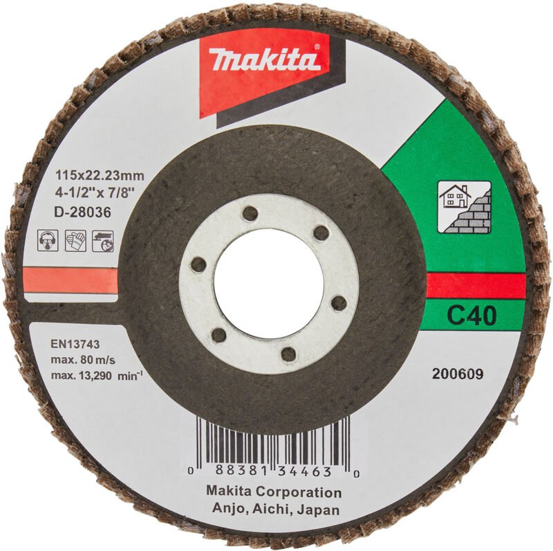 D-28036 Siliziumkarbid-Fächerscheibe 115mm G40 - Makita