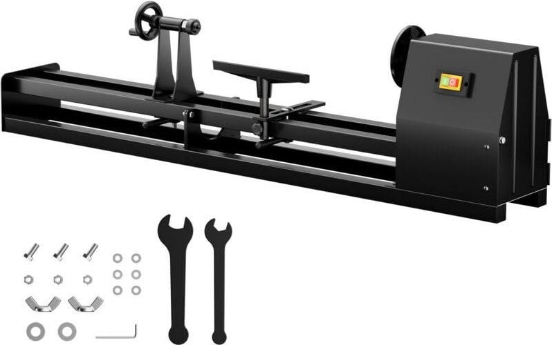 Drechselbank 350 w mit verstellbarem Reitbock, Drechselmaschine mit Planscheibe u. Sicherheitsschalter, Drehbank für Hol...