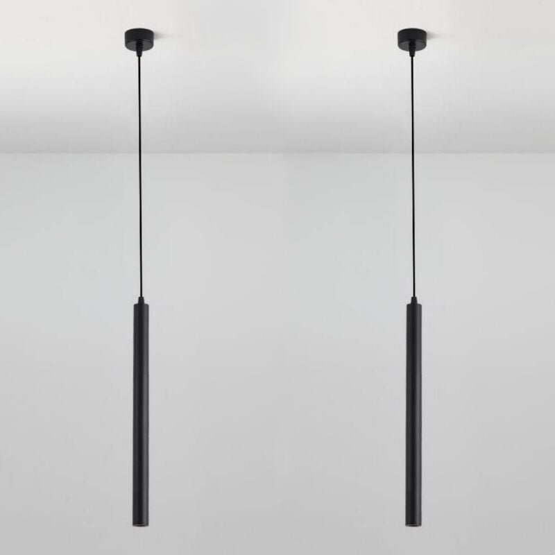 Wottes - led Pendelleuchte Moderne Hängeleuchte Höhenverstellbar Deckenlampe für Wohnzimmer Schlafzimmer Schwarz 2 Pack