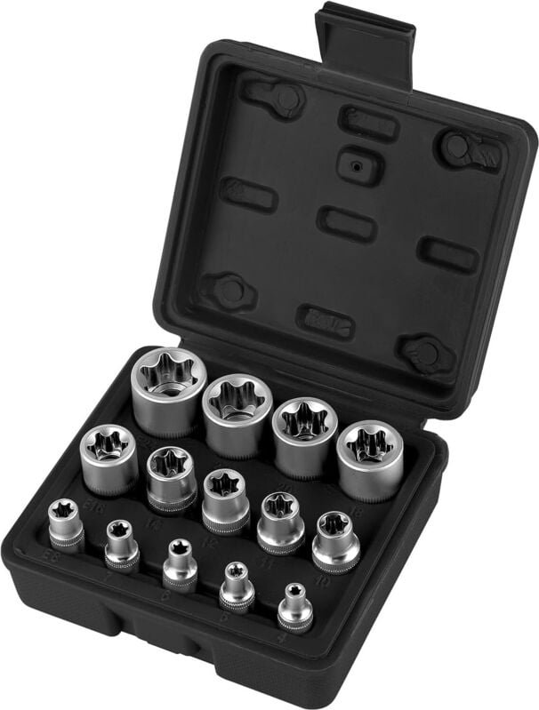 Thumbnail - Linghhang - Torx-Steckschlüsselsatz Innensechskant 1/4 Zoll, 3/8 Zoll, 1/2 Zoll, Torx-E-Profil-Steckschlüssel E4, E5, E6...