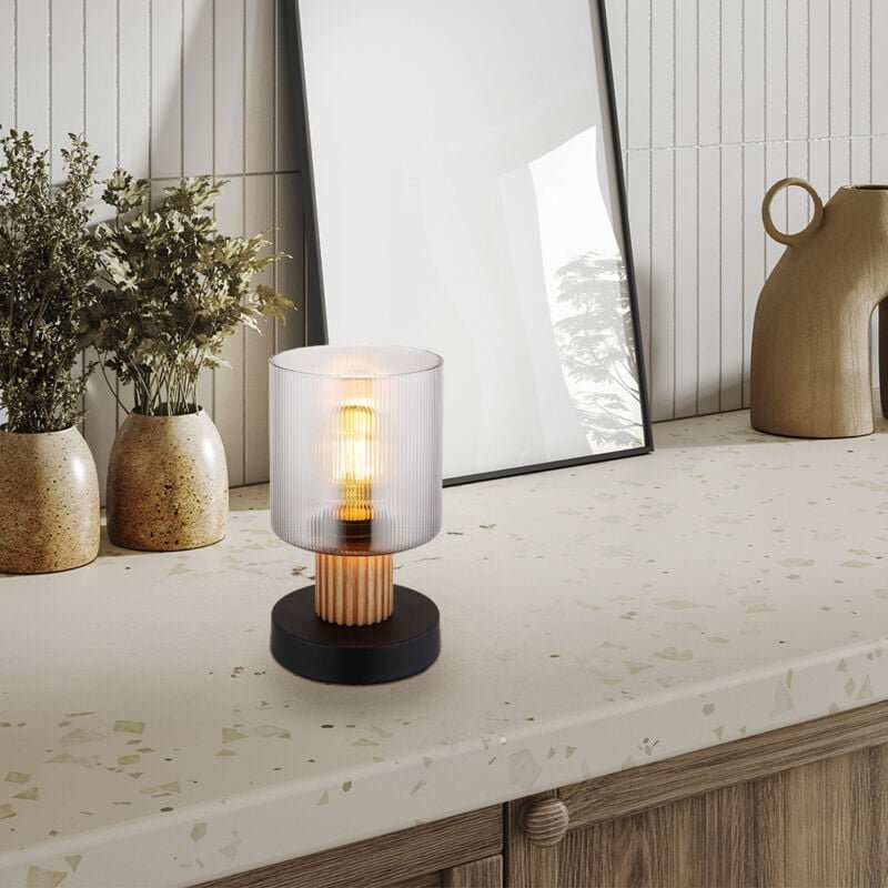 Globo Lighting - Tischleuchte Tischlampe Schlafzimmerlampe Leselampe Glas rauch h 21 cm