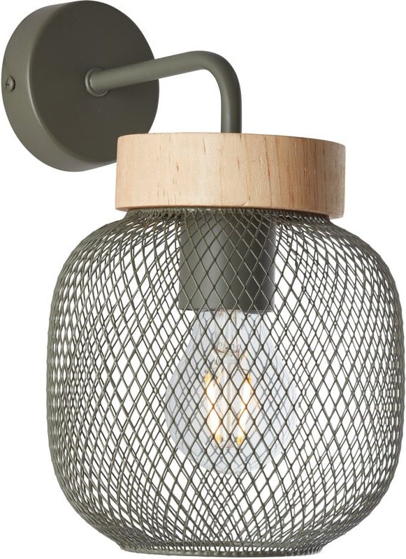 Brilliant - Lampe Giada Wandleuchte oliv grün/holz Metall grün 1x A60, E27, 40 w