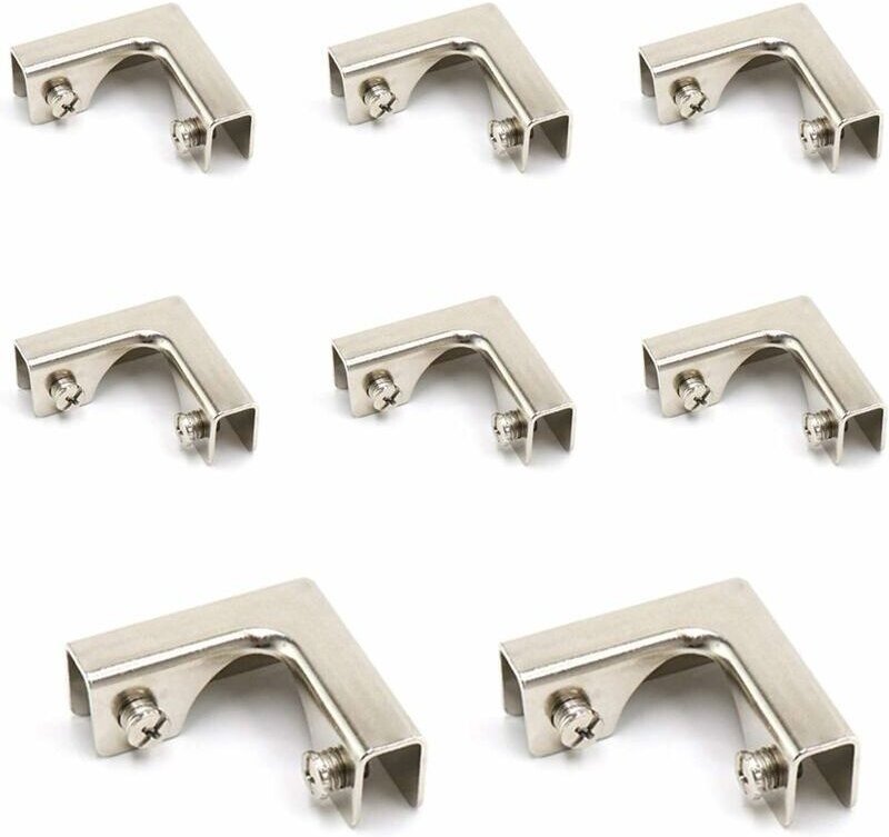 8 Pcs Pinces Verre en Métal,Bretelles de Coin, Alliage D'aluminium Supports de Verre pour le Réservoir de Poisson D'aqua...