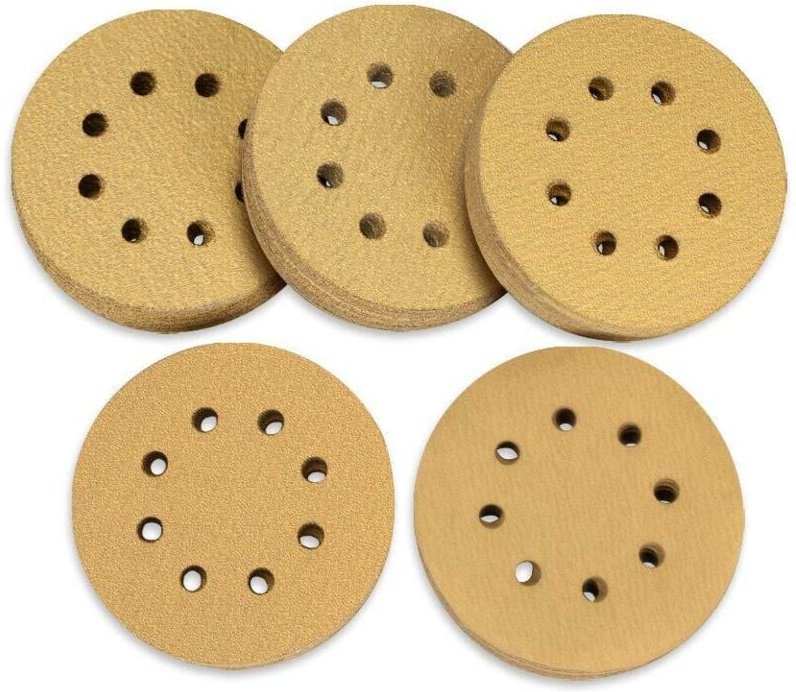 Packung mit 100 Schleifscheiben, 125 mm, mit Klettverschluss, Körnung 60, 80, 120, 150, 220, 8 Löcher, sortiert für Exze...