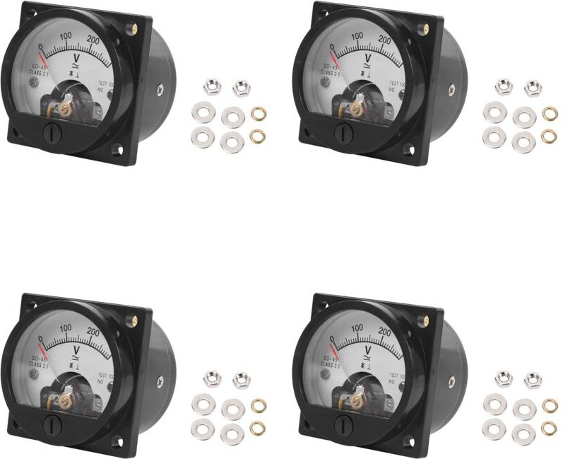 Tlily - 4X ac 0-300V Runde Analoge Einwahl Panel Meter Anzeigengeraet fuer Volt Schwarz