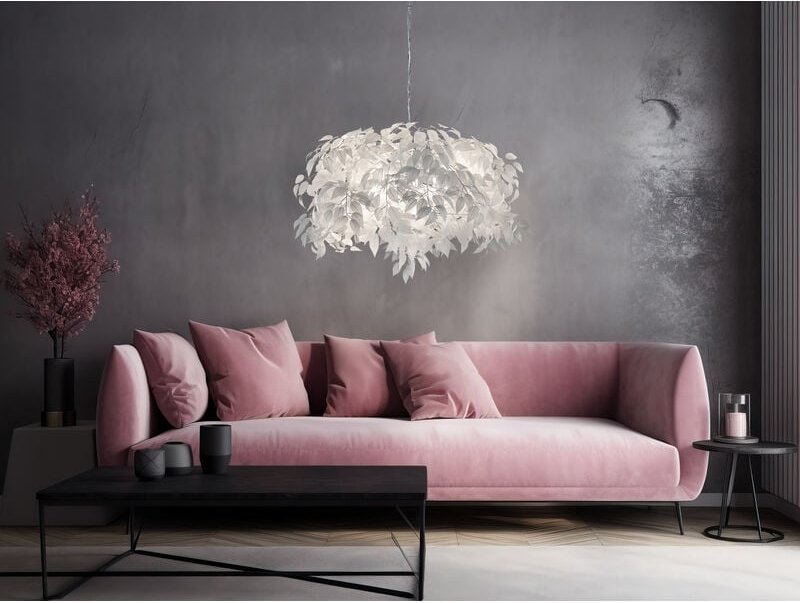 Meinewunschleuchte - Große led Pendelleuchte mit Blätter Lampenschirm in Weiß ø 70cm