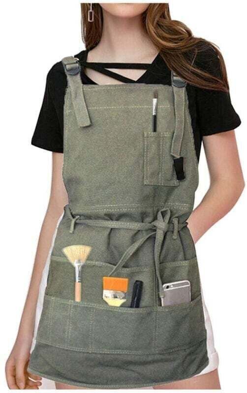 Schürze, professionelle Canvas-Schürze mit Taschen für Damen, Herren und Erwachsene, verstellbar, für Kaffee, Milch, Tee...