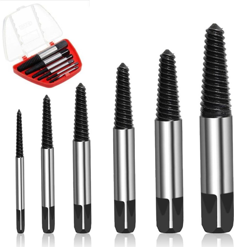6-teiliges Set zum Ausdrehen beschädigter Schrauben, Werkzeug zum Entfernen abgebrochener oder beschädigter Wasserrohrbo...