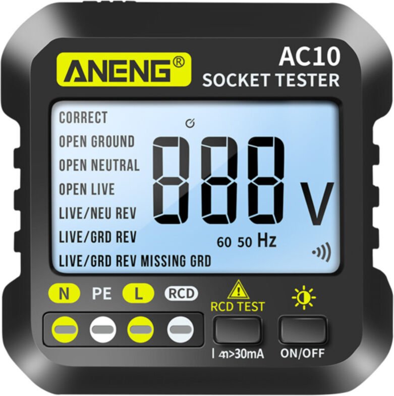 Tester digitale compatibile per prese, rilevatore di polarità e fase, voltmetro multifunzione, elettroscopio per alloggi...