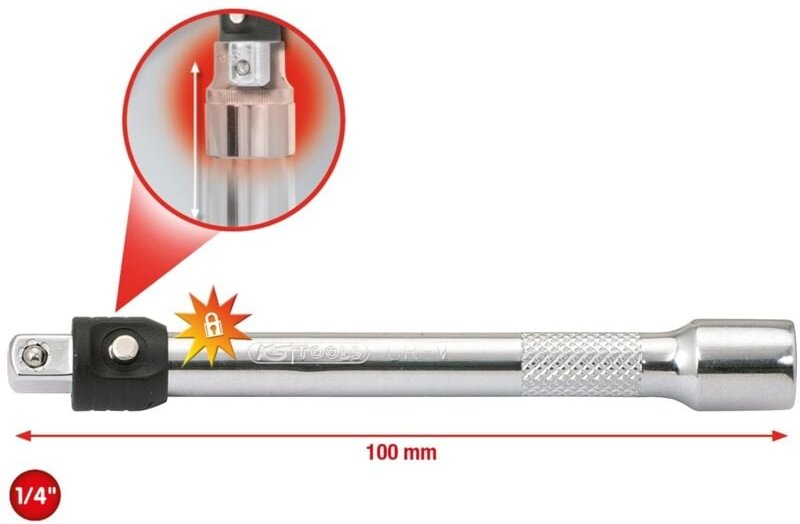 1/4' CHROMEplus Verlängerung mit Verriegelung, 100mm