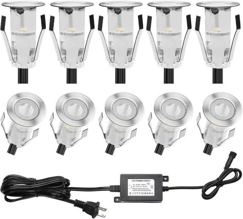 Kit 6 LED-Einbaustrahler für Treppen oder Boden 0,4W 12V-DC IP67