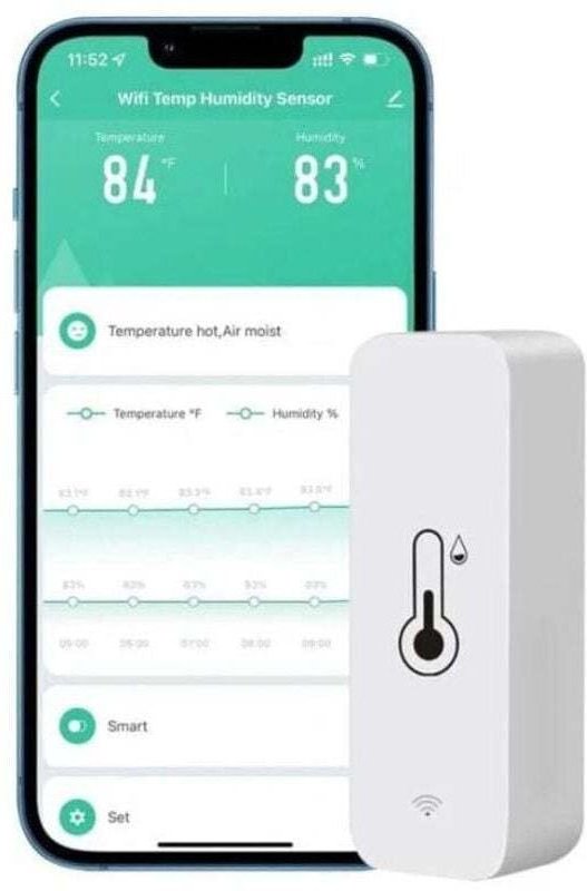 WiFi-Hygrometer für Auto, Zuhause, Innen- und Außenbereich - Drahtloser Temperatur- und Feuchtigkeitssensor mit Fernalar...