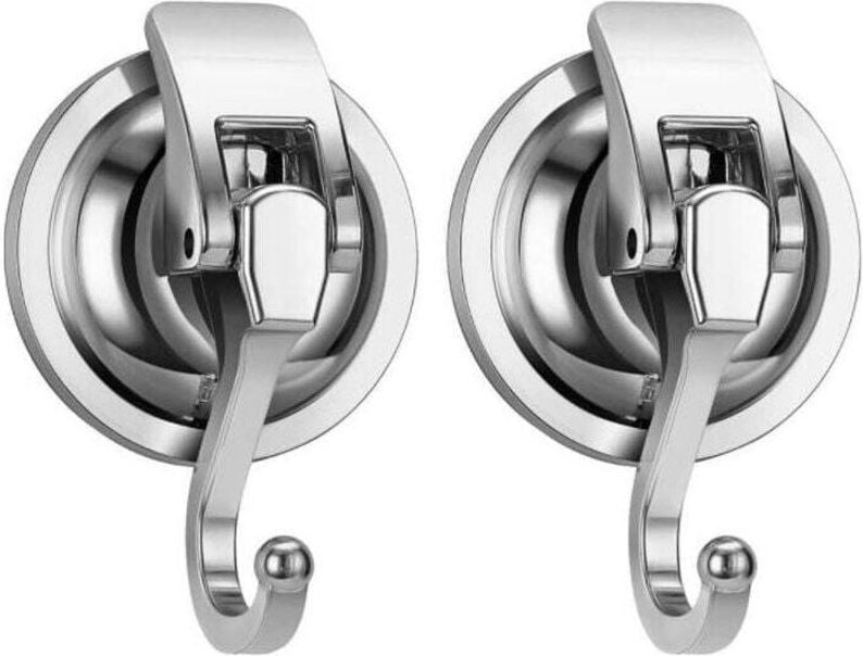 2er-Pack leistungsstarke Saugnapfhaken fürs Badezimmer, Kunststoff, für die Dusche, 85 mm, zur Wandmontage