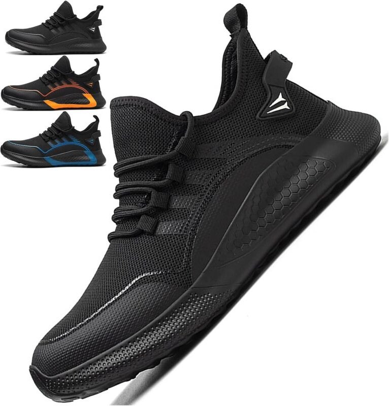 Sicherheitsschuhe für Herren und Damen mit Stahlkappe, leicht und bequem, stoß- und durchtrittsicher, schwarz, 44