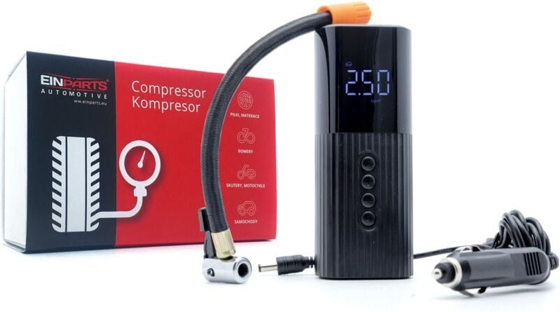 Kompakter 12V Autokompressor mit Taschenlampe