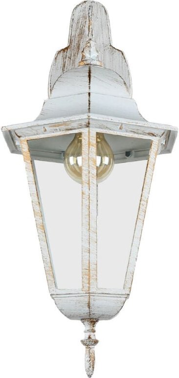 Wandlampe außen Aluminium Glas H: 50,5 cm IP44 in Weiß Gold E27 Rustikal Wandleuchte