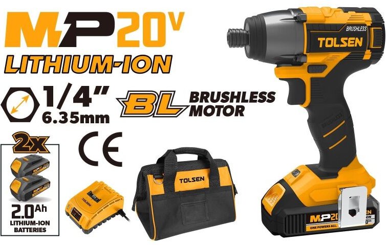 20v Burstenloser Schlagschrauber Mp20v Serie Mit 1/4" Sechskantaufsatz Tolsen