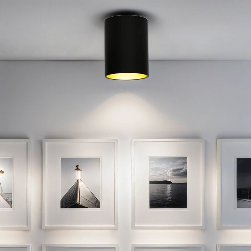 Licht-erlebnisse - Deckenlampe Modern Schwarz Gold Ø8,9cm h: 11,5cm rund GU10 Wohnzimmer Küche eye