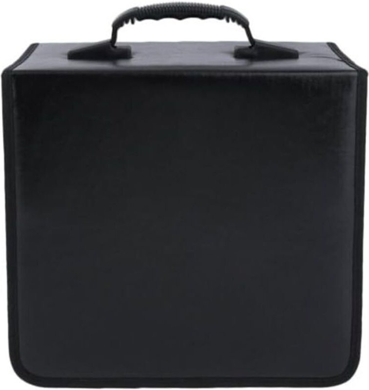 Schwarze CD-Aufbewahrungstasche mit Griff – Kapazität für 360 CDs, strapazierfähige Tragetasche aus PU und Stoff für Zuh...