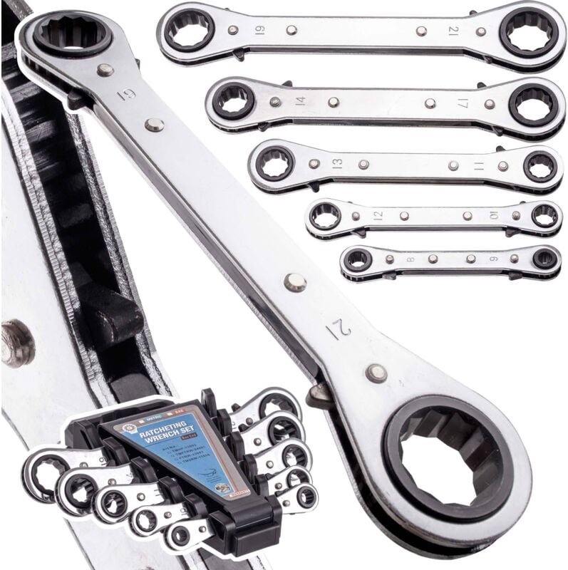Doppelringschlüsselsatz Mit Ratsche 5-Teilig Crv Für Werkstatt