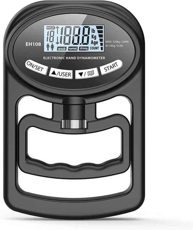 Thumbnail - Lntyq - 265 lbs / 120 kg Manueller Dynamometer Griffkrafttrainer - Elektronischer Handgriffkrafttester Griffverstärker, ...