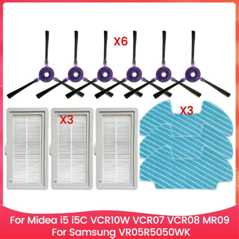 Für I5 I5C VCR10W VCR07 VCR08 MR09 für VR05R5050WK Ersatzteile Seitenbürste Hepa-Filter Mopptuch Kit