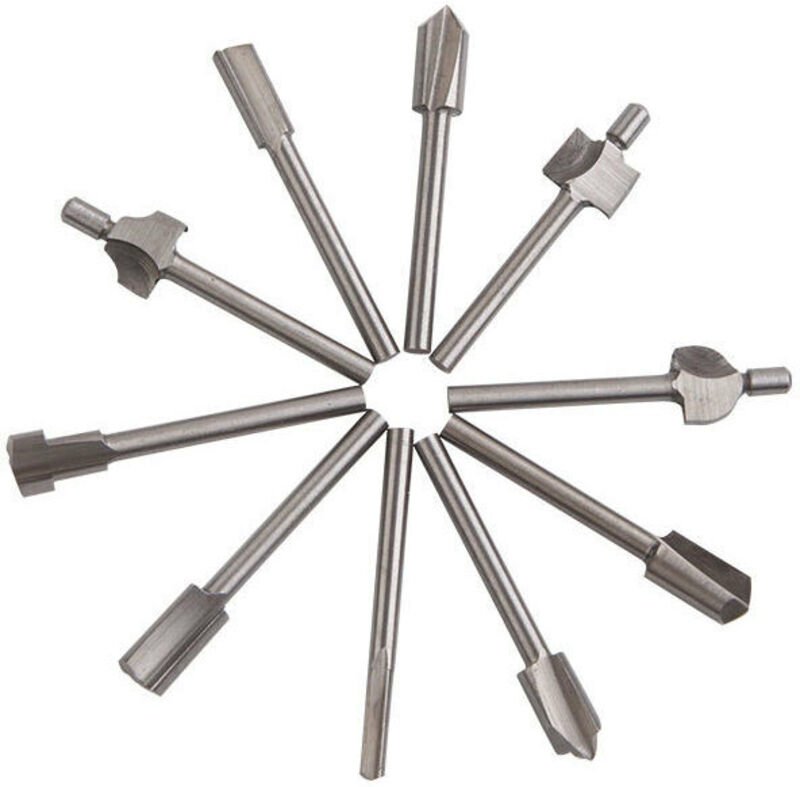 Fräser, 10 Stück 3 mm 1/8" HSS-Messer für Holzbearbeitung Fräser Zubehörset Rotations-Multifunktions-Fräser