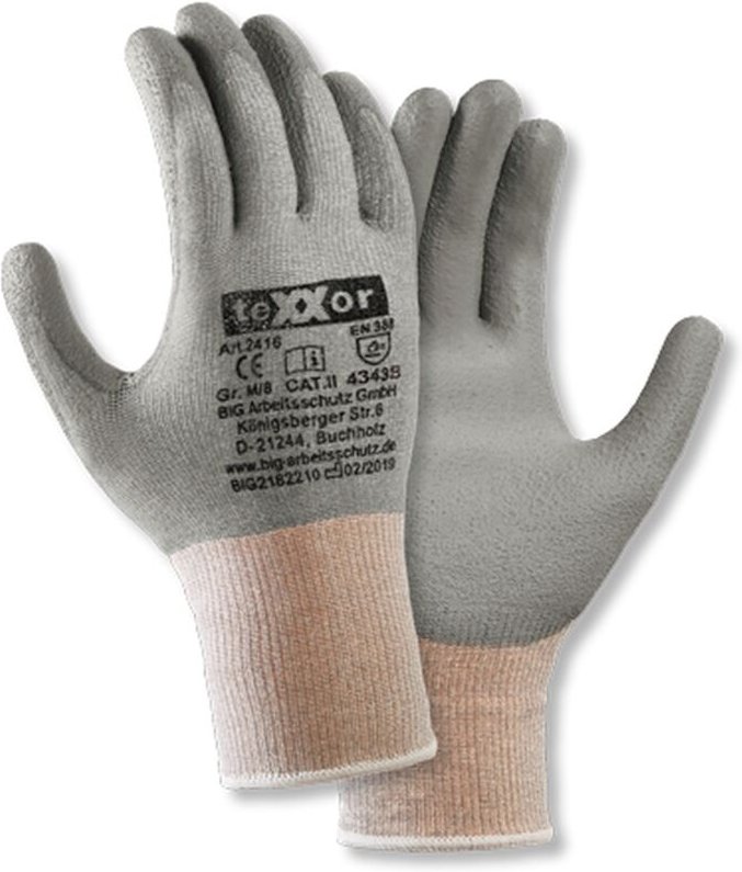 TeXXor® Schnittschutz-Strickhandschuhe pu-beschichtung grau/grau Gr. 9