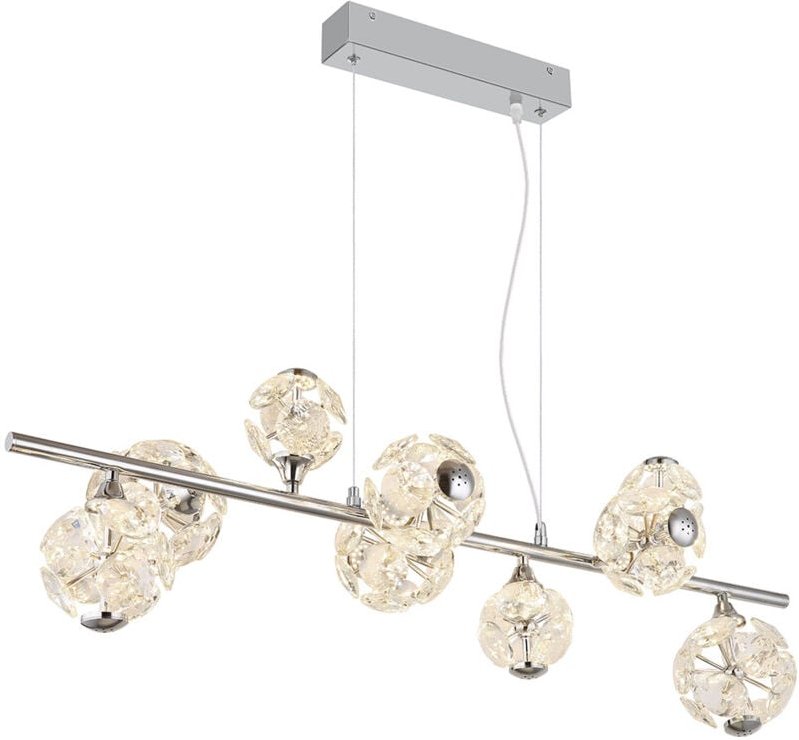 Hängeleuchte Kristallleuchte Pendellampe led Kugeln chrom klar Wohnzimmer Metall