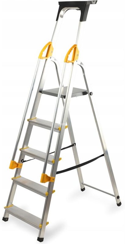 Kadax - Aluleiter, Stehleiter mit Handlauf, Trittleiter belastbar bis 150kg