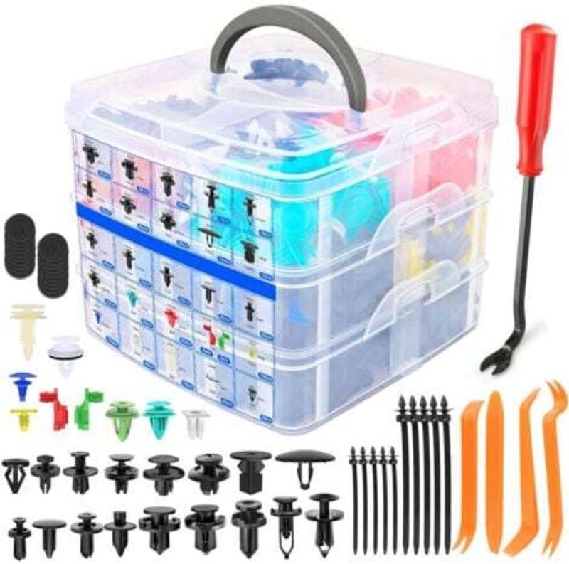 Gabrielle - 925 Stück Kunststoff-Nietklammern, universelle Karosseriebefestigungen, Kotflügelklammern, Dehnschrauben, Au...