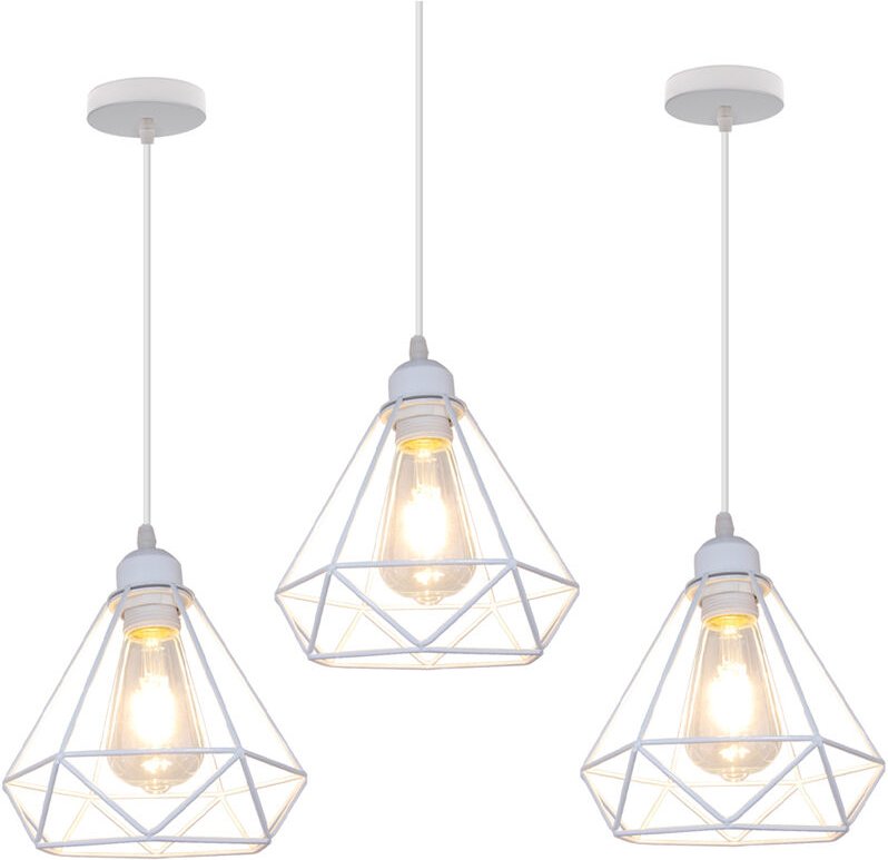 Axhup - Pendelleuchte, 1 Flammig Hängelampe im Industri Stil, Kronleuchter mit Ø20cm Diamant Käfig für Wohnzimmer Schlaf...