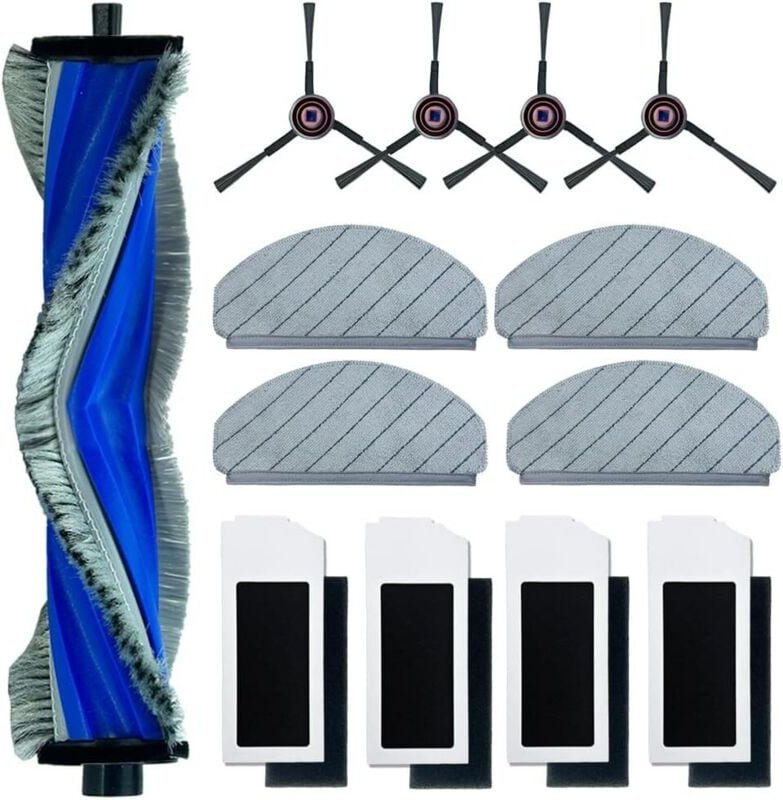 Ersatzzubehör für ecovacs deebot N20 pro Plus Roboterstaubsauger (1 Hauptbürste, 4 Seitenbürsten, 4 Hepa-Filter, 4 Reini...