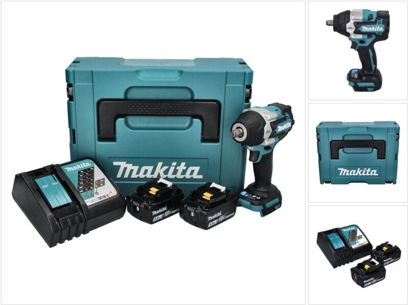 Thumbnail - Dtw 700 rtj Akku Schlagschrauber 18 v 700 Nm 1/2' xpt Brushless + 2x Akku 5,0 Ah + Ladegerät + Makpac - Makita