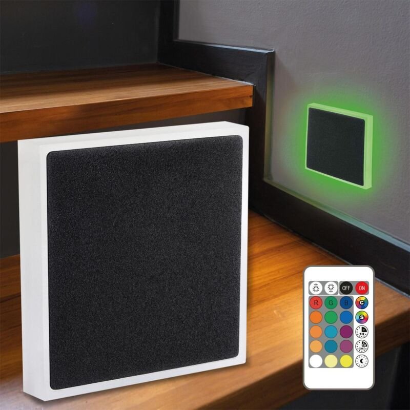 LED Treppenleuchte IP44 eckig schwarz - Lichtfarbe: RGB+CCT 2W - Lichtaustritt: Halo