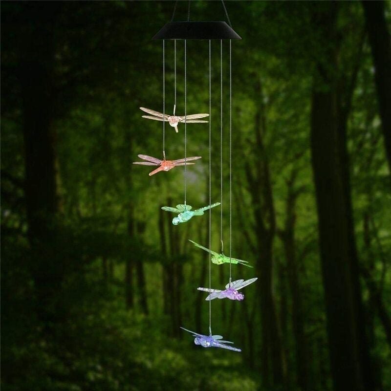 Thumbnail - Solar-Windspiel, Libelle, bewegliches LED-Licht, Farbwechsel, für Hof, Garten, Windspiel, Lampenzubehör, Heimdekoration ...