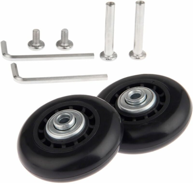 Kofferrolle, Gepäckrad, Achsen und Rollen, 2 Stück Ersatzrollen mit Lagerachsen 64 x 18 mm – Kofferersatzräder für die K...