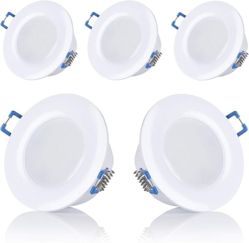 Set mit 5 LED-Einbaustrahlern für Badezimmer, IP44, 230 v, ultraflach, 5 w, erhältlich in warmweiß und kaltweiß, rund, w...