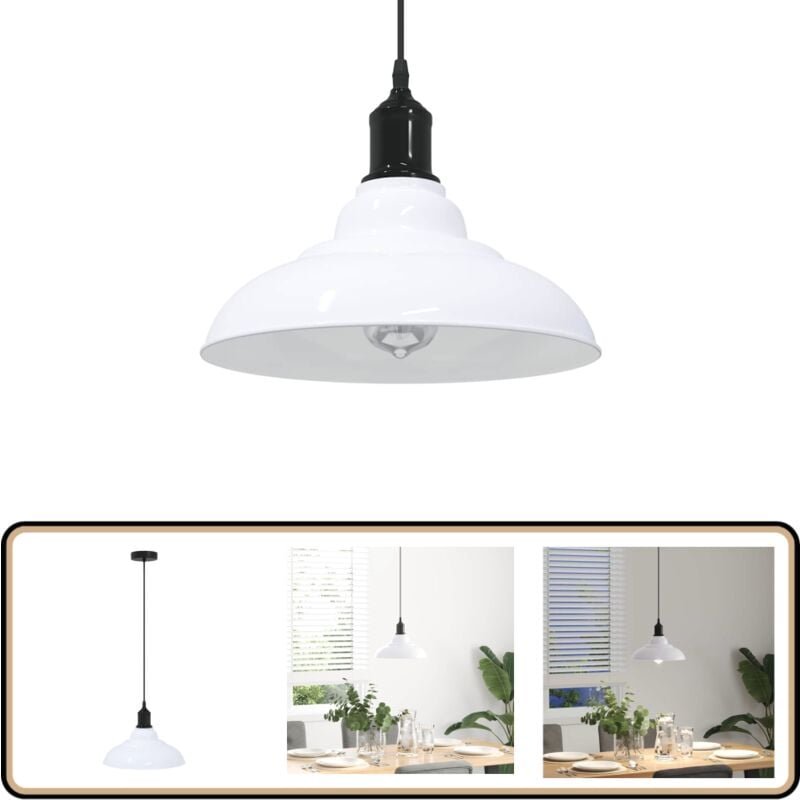 Thumbnail - Pendelleuchte Höhenverstellbar E27 Weiß Glänzend ø 31 cm Metall - Vidaxl