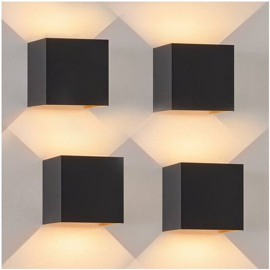 Wandleuchte Aussen led Wandlampe innen: 4er Set Außenwandleuchten Schwarz Gold Up Down Außenlampe Wand 5W IP65 Wasserdic...